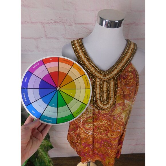 Dressbarn Beaded Paisley Halter Top L Women Boho - Picture 8 of 11